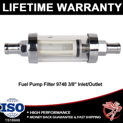 Universal Fuel Pump Filter, CarBole 9748 3/8'' Inlet/Outlet Fuel Filter Clear
