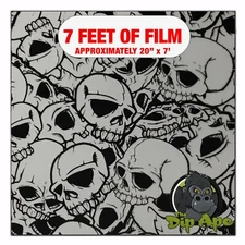 Hydrographic film Black Outline Skulls hydro dipping 7' x 20" hydro dip