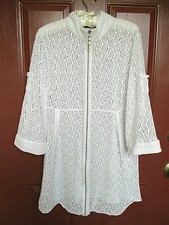 CLEARANCE Simply Noelle Beach Jacket Cover SZ 12 14 Pierced White Zip Front GIFT