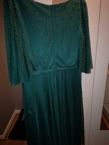 Green Beaded Maxi Dress with sleeves size 48 new with tag elegant party - Picture 5 of 6