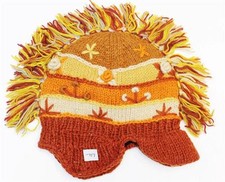 T717 New Gorgeous Woolen Hat/Cap with Fleece Lining Hand Knitted in Nepal
