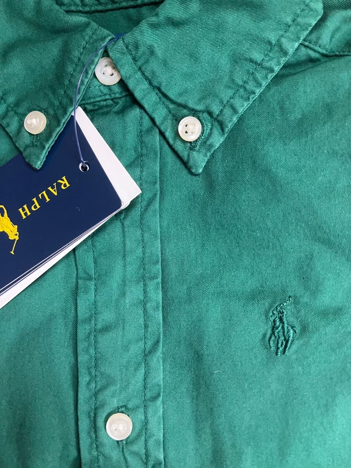 NWT Ralph Lauren Polo Button Up Shirt, Kids, Green, Various Sizes - Image 3 of 4