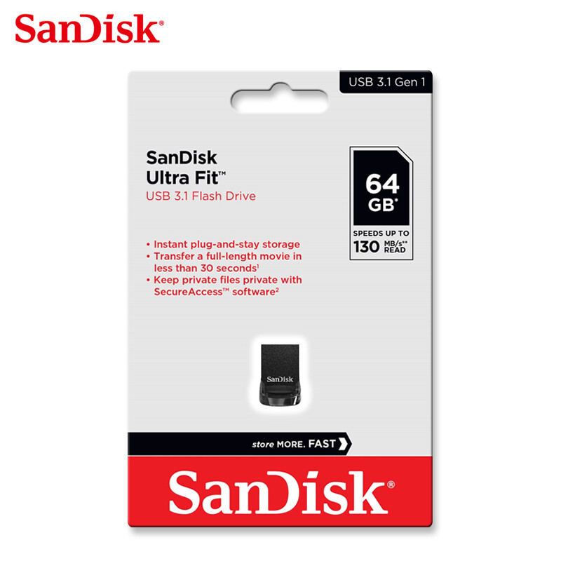 SanDisk Ultra Fit 64GB USB 3.1 Flash Drive Up to 130 MB/s Read 