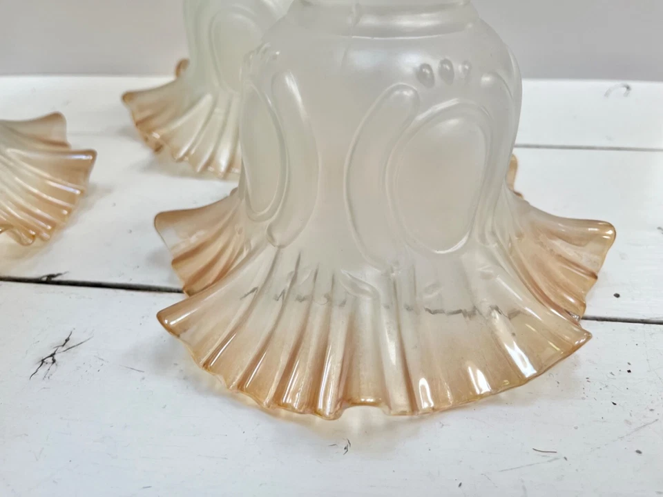 Juego de 4 puntas brillantes ámbar esmerilado vintage con volantes colgantes de luz Foto 2 de 4