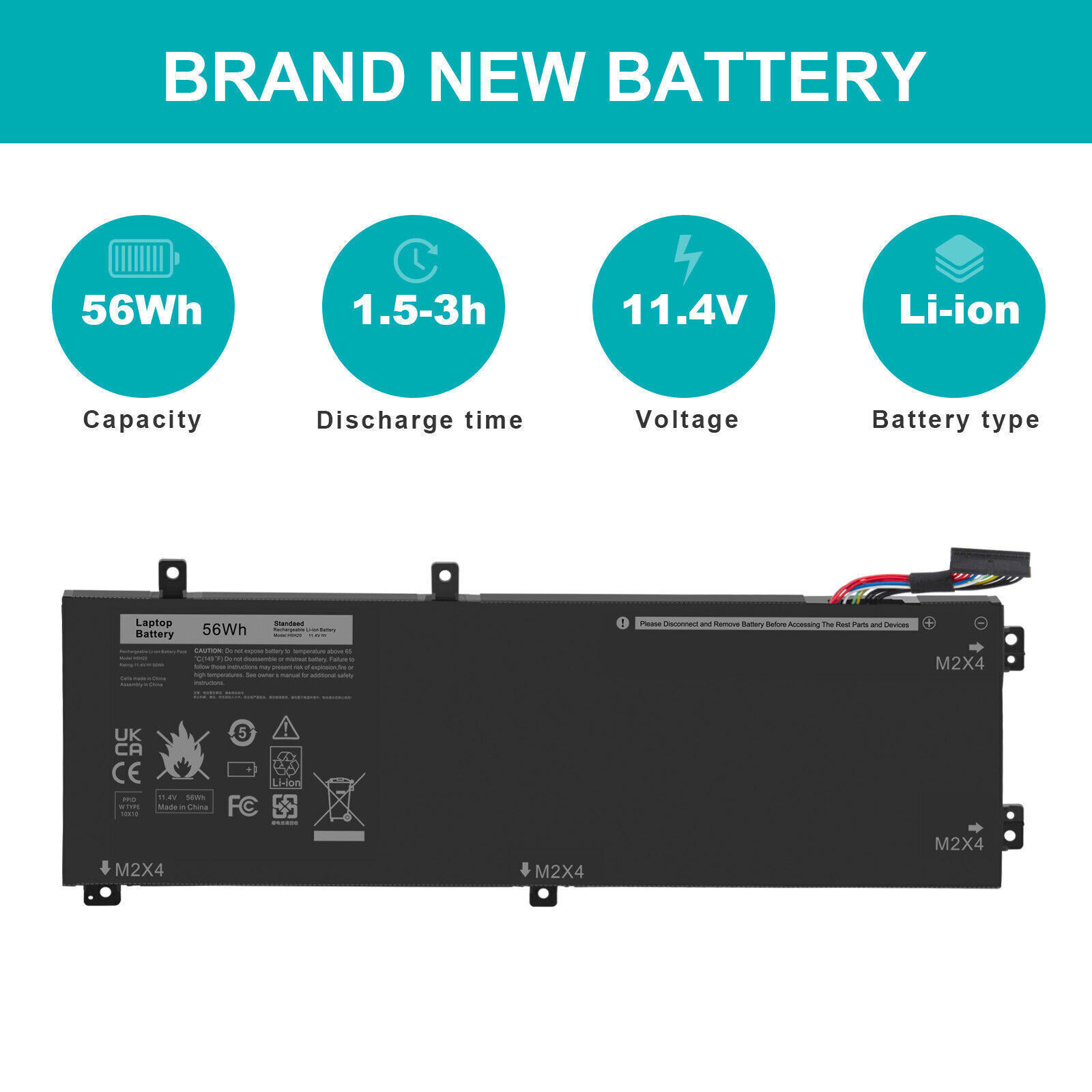 DR. BATTERY H5H20 Batteria Sostitutiva Per Dell XPS 15 9560/9570 E Precision M5510/M5520/5530 – 11.4V 56Wh Li-polimero, Grado A, 1 Anno Garanzia