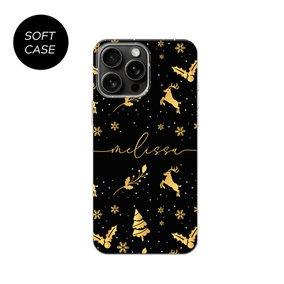 Personalisierte Handyhülle Weihnachten Name Silikon Cover für iPhone 11 15 14 7 8 12
