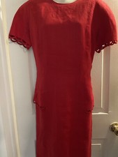 NIPON BOUTIQUE RED 100% LINEN   VTG DRESS 12