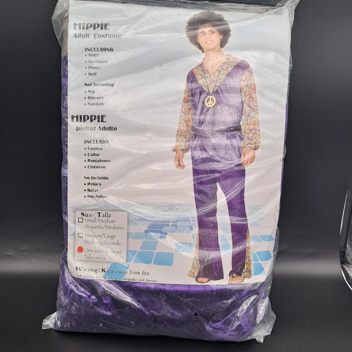 Adult Hippie Fancy Dress Costume Men s One Size like Austin Powers
