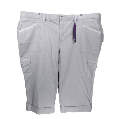 NEW Gloria Vanderbilt Women's Gray 20W Cargo Capri Pants Comfort Waistband 44x18