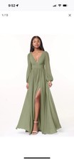 Azazie Women's Bridesmaid Maxi Dress Size 12 In Pistachio Green