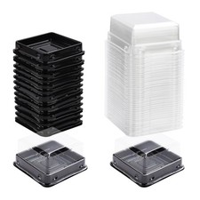 50 Pack Mini Cake Box 2.25 Inch Bottom x 1.5 Inch Height Clear Transparent Pl...