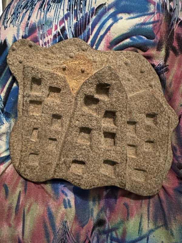 Antique RARE 5lb Iron/granite Rock? Mold Roman Village? W/numbers READ ALL!!