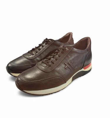 EU 41 / US 8.5M Kemal Tanca Black Leather Lace-Up Low Top Sneaker Mens Shoes 