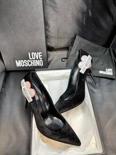 Black Moschino Velvet Heart Pumps