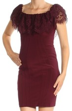BETSY & ADAM Womens Maroon Cap Sleeve Mini Body Con Dress Petites Size: 8