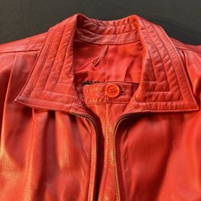 Vintage Italian Red Leather Suit Renard IT 46 80s 90s Jacket Pants Made Italy