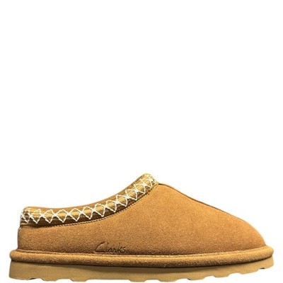 Clarks LB0572C00-COGN Suede Decorative Collar Clog Sabot Damen AI26