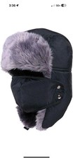 Winter Outdoor Trapper Hat Ski Hat Earflap with Mask for Men Women Black