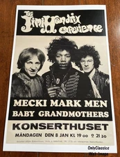 1968 Jimi Hendrix Experience Stockholm, Sweden 12x18 Concert Poster Rock & Roll