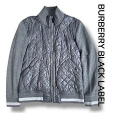 BURBERRY Black Label Quilted Nylon Full Zip Hoodie Jacket M Gray Auth From Japan