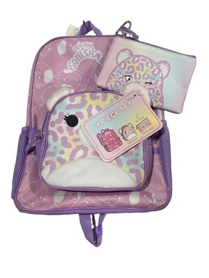 New Squishmallows Michaela 4-piece Backpack Set with Detachable Lunchbag.