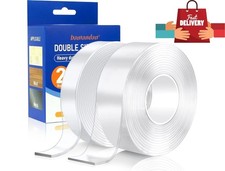 Strong Double Sided Tape Heavy Duty, 2 Rolls Removable Two Clear