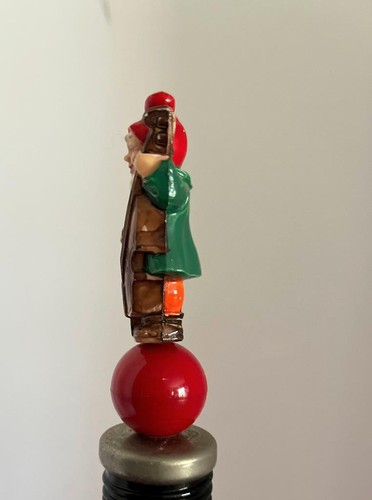 Vintage Plastic German Gnome Folklore w Cello Drink Pourer Cork Bottle Stopper - Picture 8 of 8