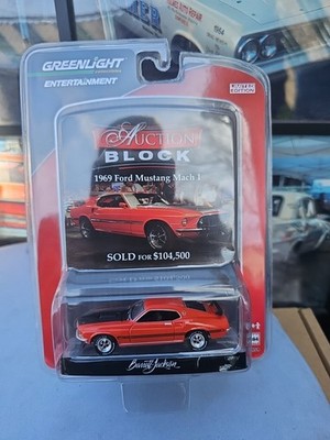 Greenlight Auction Block 10 1969 Ford Mustang Mach 1 Orange Barrett Jackson 1/64