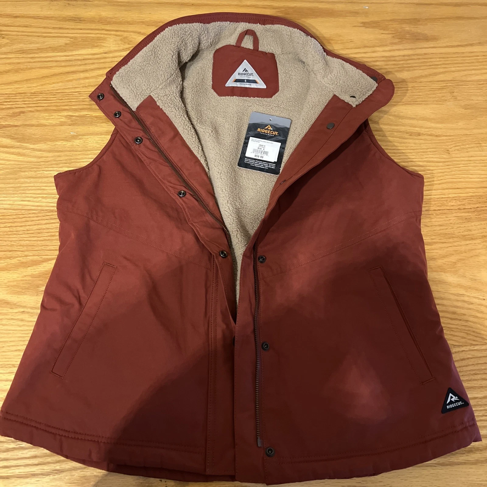 Ridgecut Toughwear Women’s Sherpa Lined Outdoor Vest spiced apple Size Small