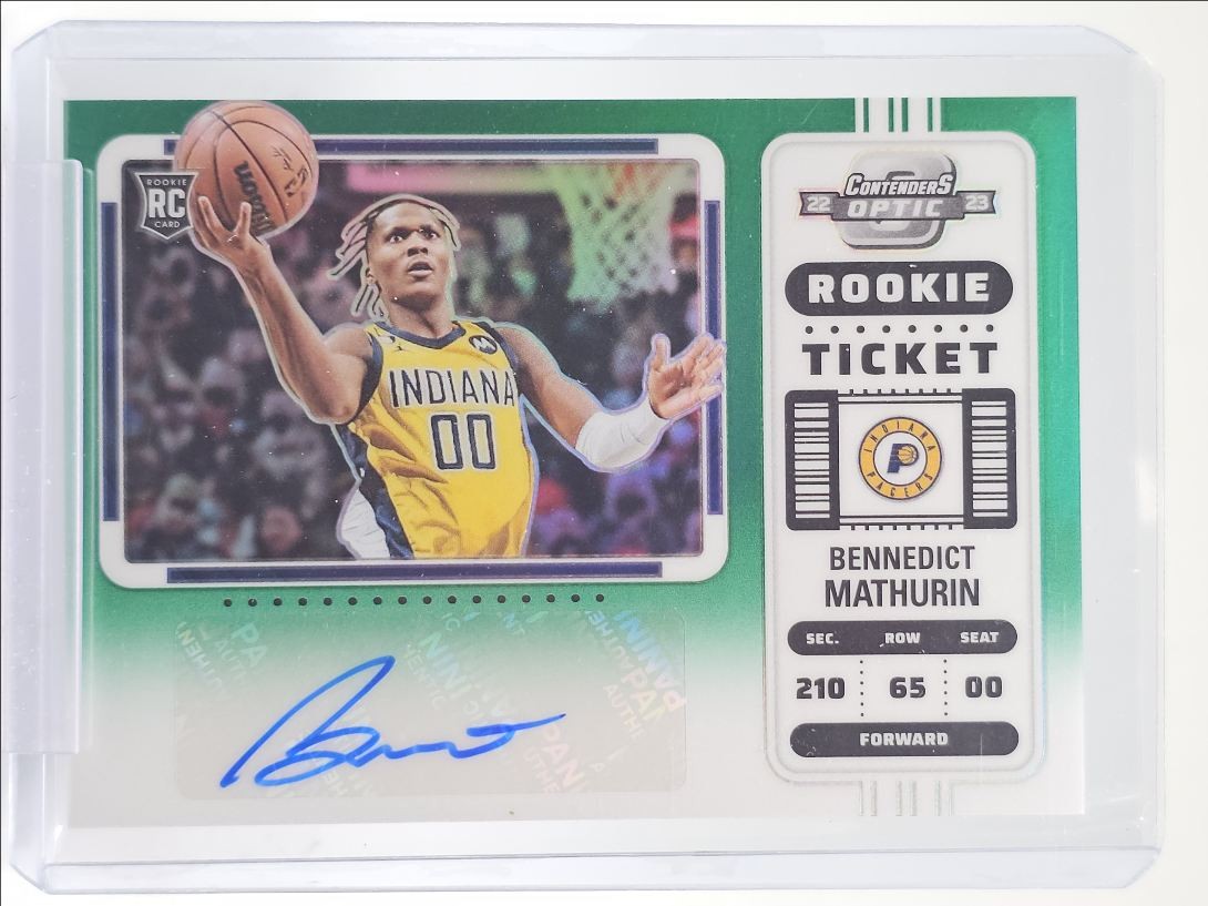 BENNEDICT MATHURIN 2022-23 CONTENDERS OPTIC ROOKIE GREEN VAR RC AUTO /75 Q4935