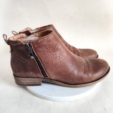 Franco Sarto Ankle Boots Size 7.5 Keegan Brown Leather Zip Low Heel Boho Preppy