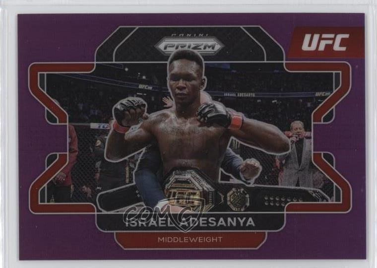 2022 Panini Prizm UFC Purple Prizm 63/149 Israel Adesanya #23 0nr3