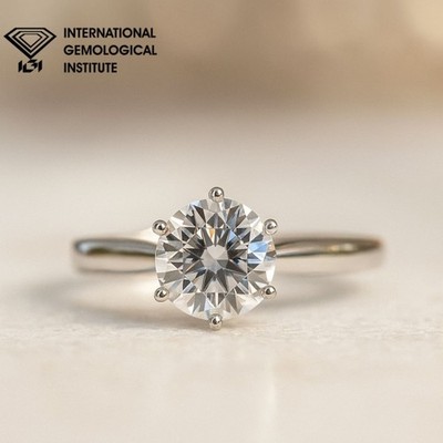IGI-zertifizierter im Labor gezüchteter Diamant-Verlobungsring Platin - 1 kt D/VS Rundschliff