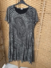 Ladies Damart Black White Spotty Layered Short Sleeve Dress Size 20