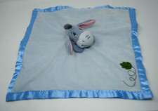 Disney Baby Blue Eeyore Infant Security Blanket Satin Trim Leaf NEW