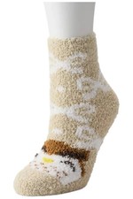 Shine Women's Snowman Cozy Slipper Socks Owl Ivory