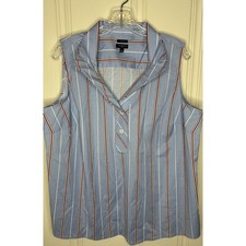Talbots Plus Womens Sleeveless Top 1X vertical stripe grandma tailored classic