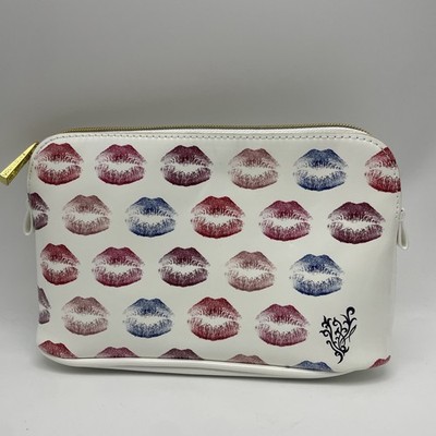 Younique White W/ Multi Colored Lips Makeup Bag