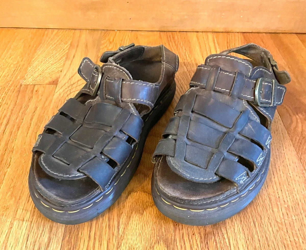 VNTG Dr Martens Mens Fisherman Brown Leather Chunky Closed Sandals 8332 Size 10 Dr. Martens Fisherman Sandals for Men for sale | eBay main image 2
