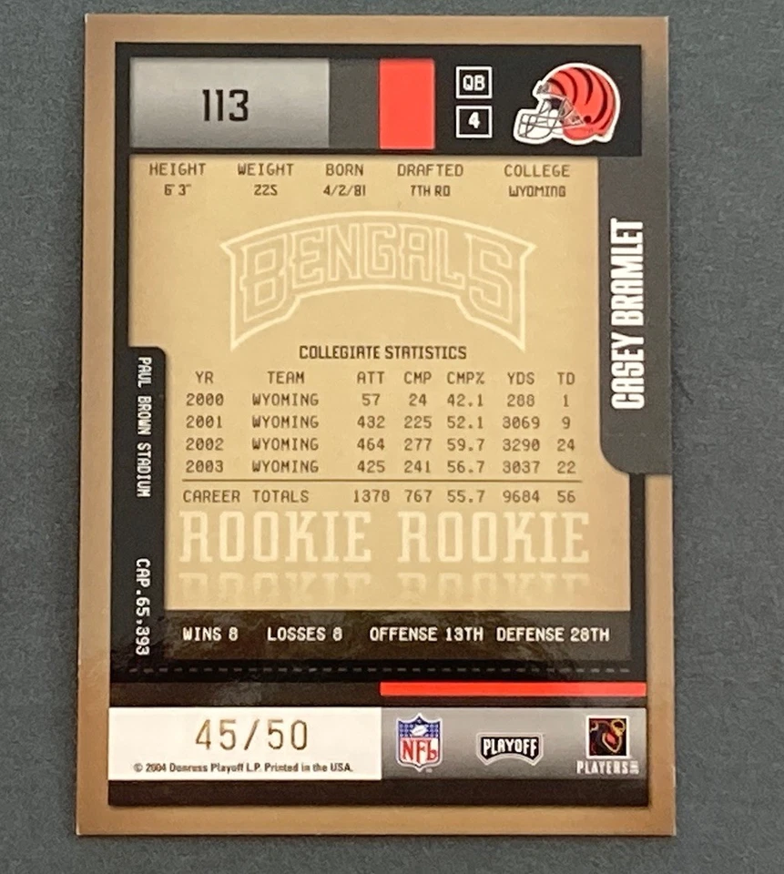 Casey Bramlet 2004 Playoff Contenders #113 Playoff Ticket Rookie SP /50 - Image 2 of 2