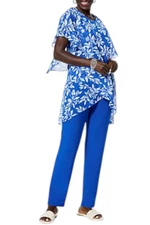 Antthony Women's 2 pc Asymmetric Top & Pant Set Modern Cobalt/Floral