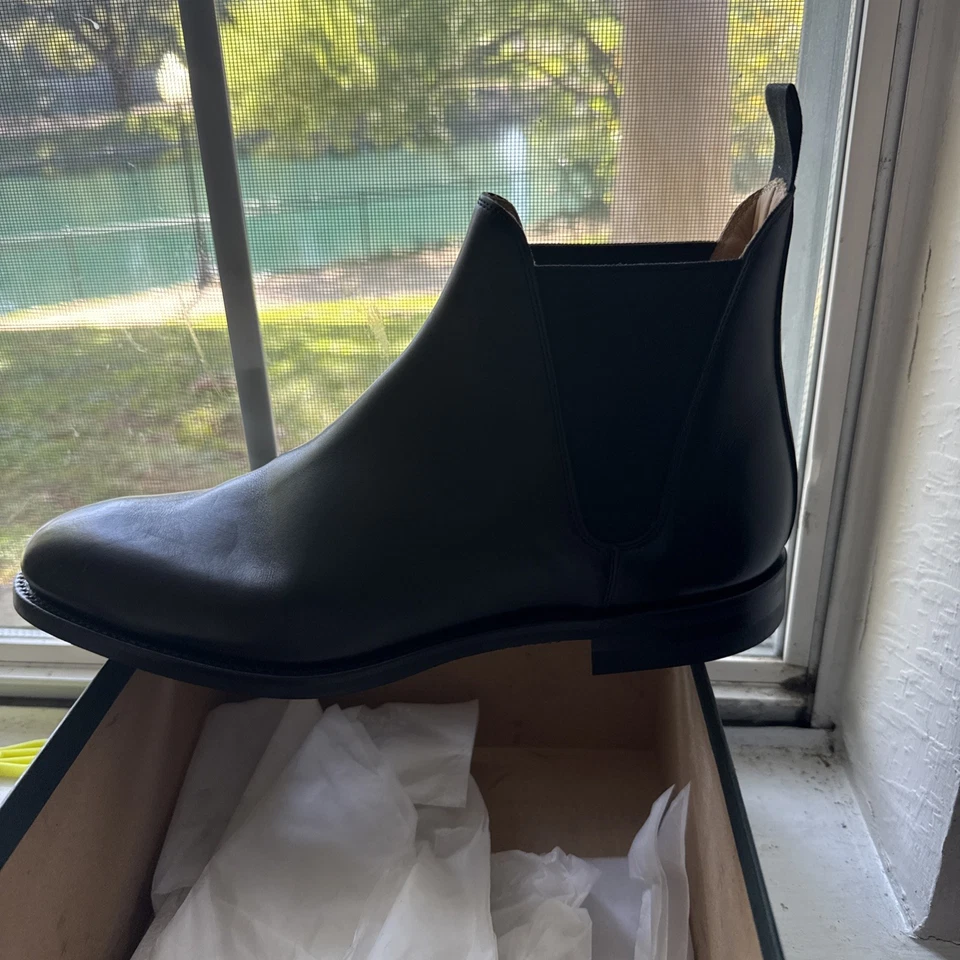 1400 $ Crockett & Jones Cranford Cuero Negro Chelsea Botas Zapatos Para Hombres EE. UU. 8.5 Foto 4 de 4