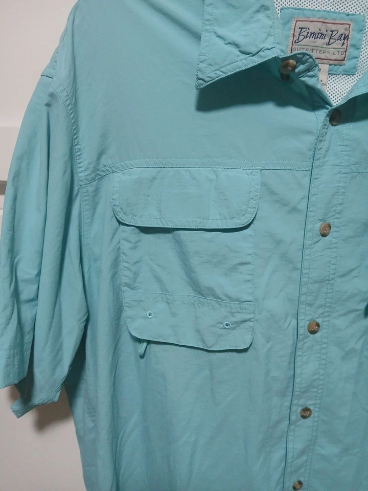 Bimini Bay Outfitters Shirt Mens XL Fishing Outdoor Vented Pockets Green  - Image 4 of 4