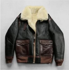 B3 Men's Flight Pilot RAF Aviator Real Shearling Sheepskin Leather Bomber Jacket