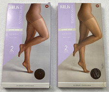 4 Pairs Silk Impressions Pantyhose Sz M Coffee Bean 20 Denier Shimmer Sheer