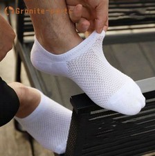 5/10Pairs Men Bamboo No Show Nonslip Ankle Sport Mesh Low Cut Solid Casual Socks