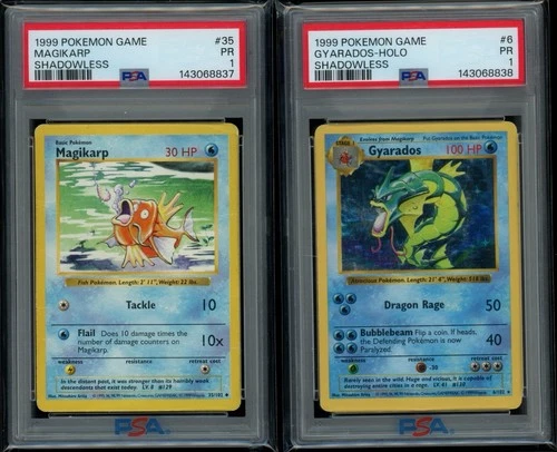 PSA 1 Magikarp & Gyarados shadowless Sequential Set #35/6 1999 Pokémon WoTC PR