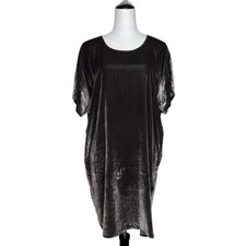 Madewell Silk Velvet Dress Size L Gray Bow Tie Back Whimsigoth Goblin Grunge Y2K