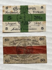 1920 German Borkum Notgeld Banknote Lot Emergency Money
