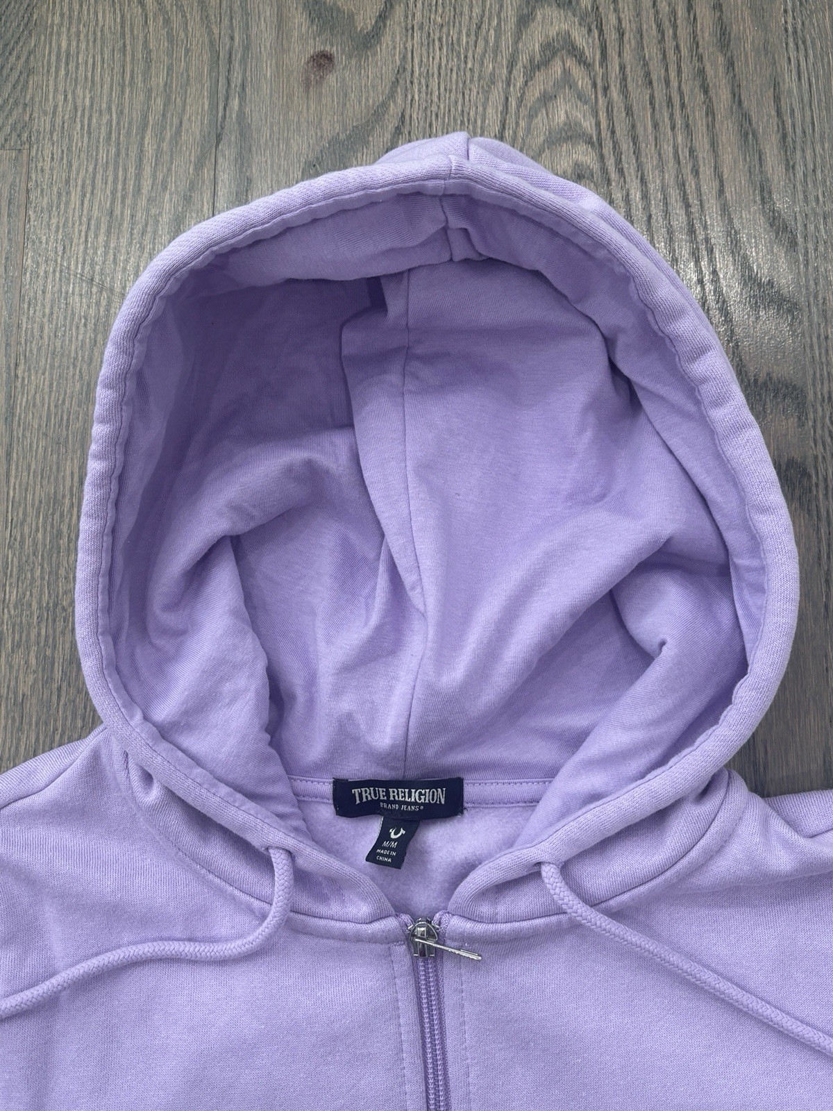 Women’s Medium True Religion Lilac Crystal Horseshoe Medium Zip Hoodie thumbnail 4